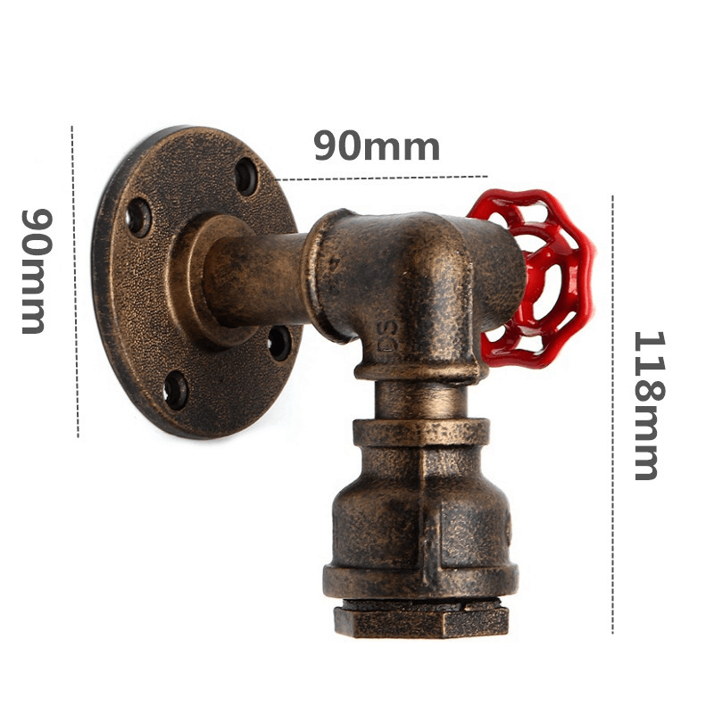 Vintage Industrial Retro Iron Water Pipe Shape Wall Lamp Sconce Light Fixture - MRSLM