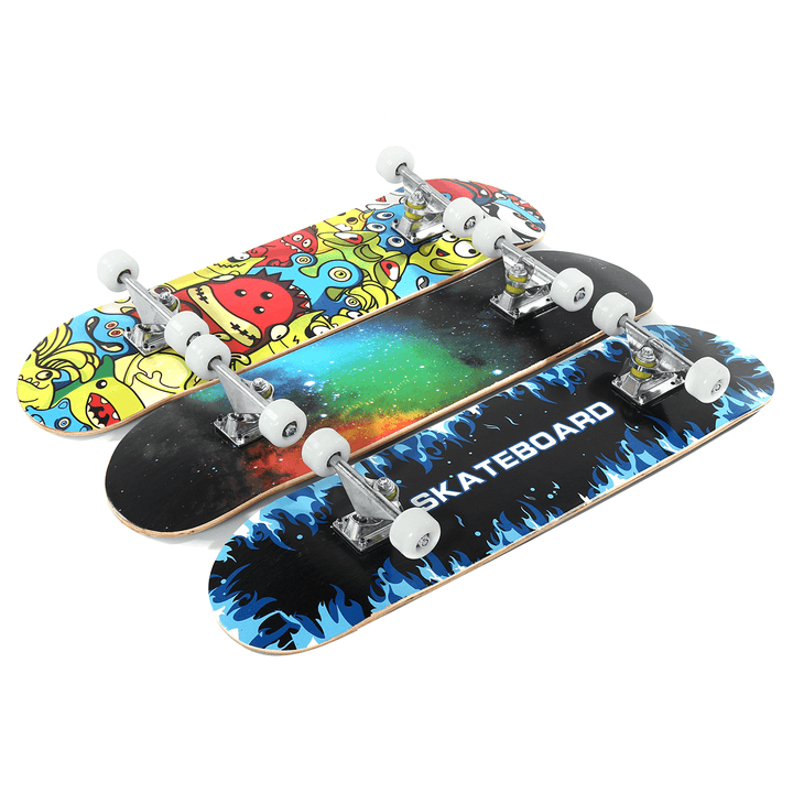 31.5Inch 8-Layers Maple Skateboard Double Rocker Board Skate Board with ABEC-7 Bearings for Beginninger&Professional - MRSLM