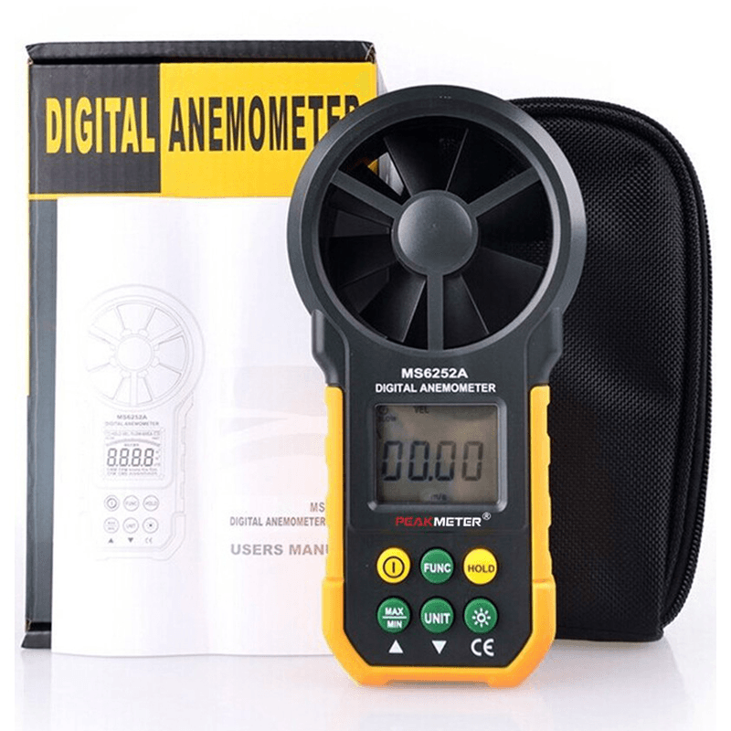 PEAKMETER MS6252A Multifunctional Digital Anemometer Air Volume Tachometer Wind Air Speed Tester - MRSLM