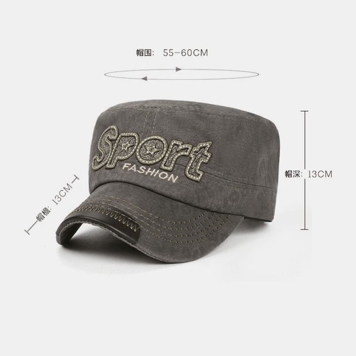 Men Cotton Letter Embroidery Outdoor Sunshade Casual Military Cap Flat Cap Peaked Cap - MRSLM