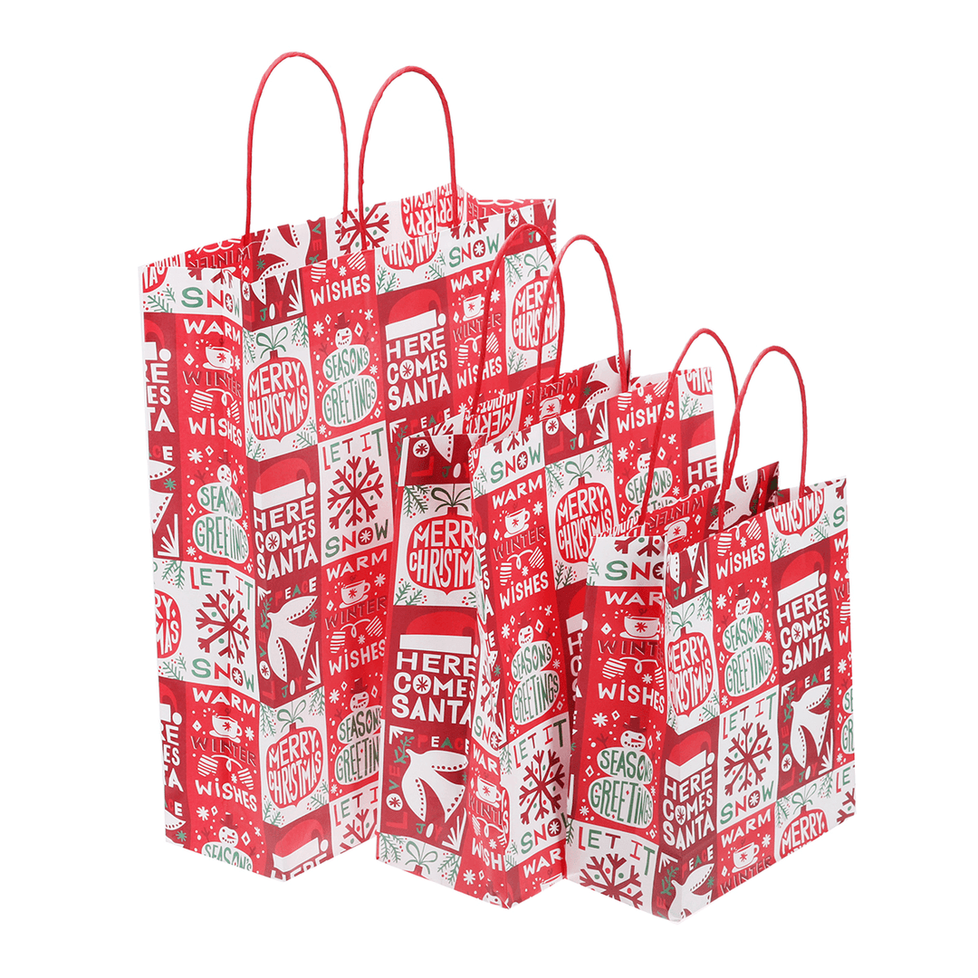 12Pcs/Lot Christmas Kraft Paper Bag Santa Gift Bag Candy Bag Christmas Party Sup - MRSLM