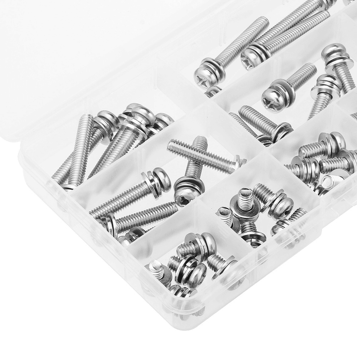 Suleve™ M6SP1 50Pcs M6 Stainless Steel 10-40Mm Phillips Pan Head Machine Screw Washer Bolt Asortment - MRSLM