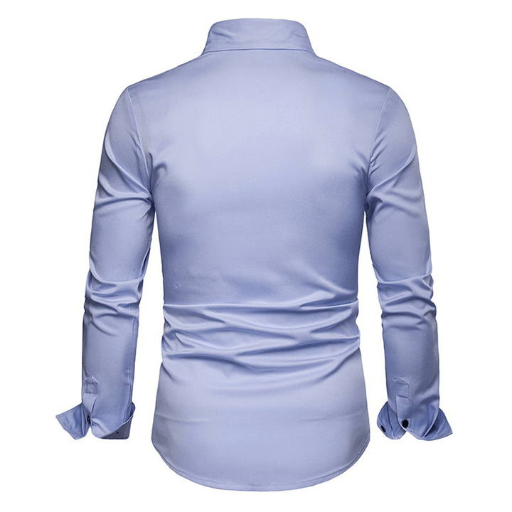 Men Solid Color Turn-Down Collar Shirts - MRSLM