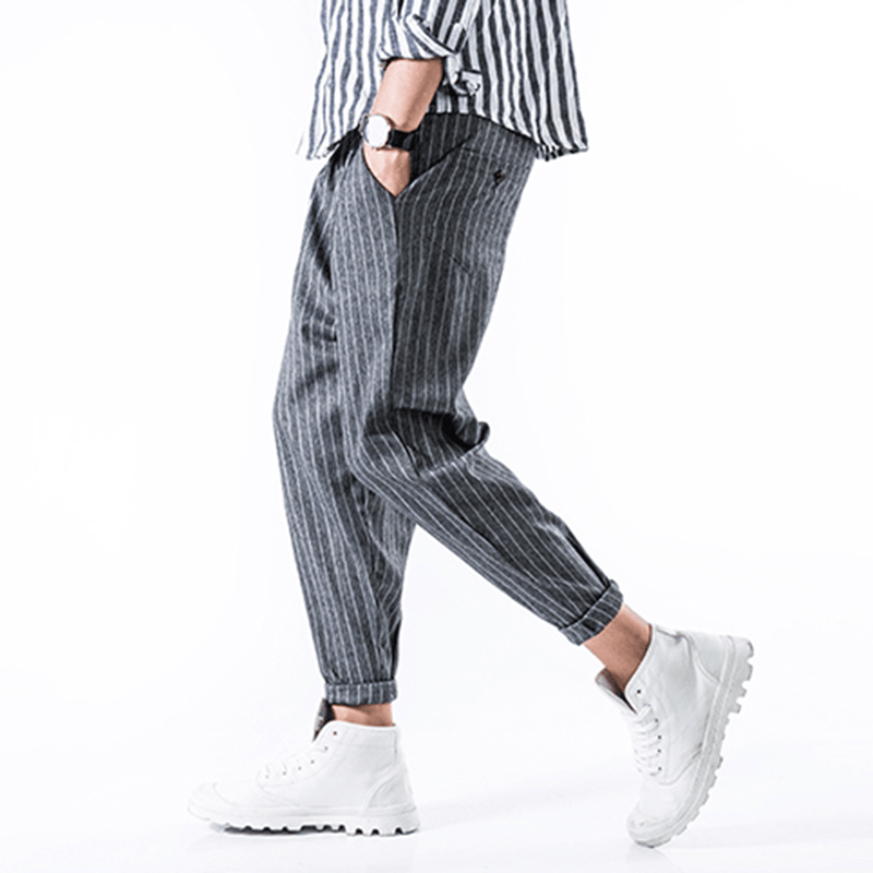 Striped Printed Cotton Harem Pants - MRSLM