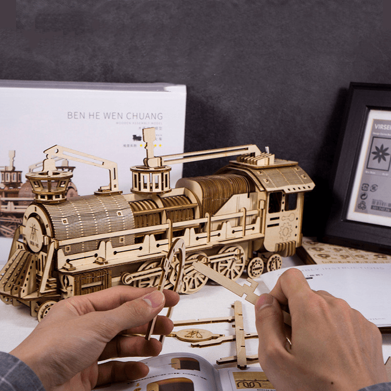 Three-Dimensional Puzzle Wooden Steam Train Model - MRSLM