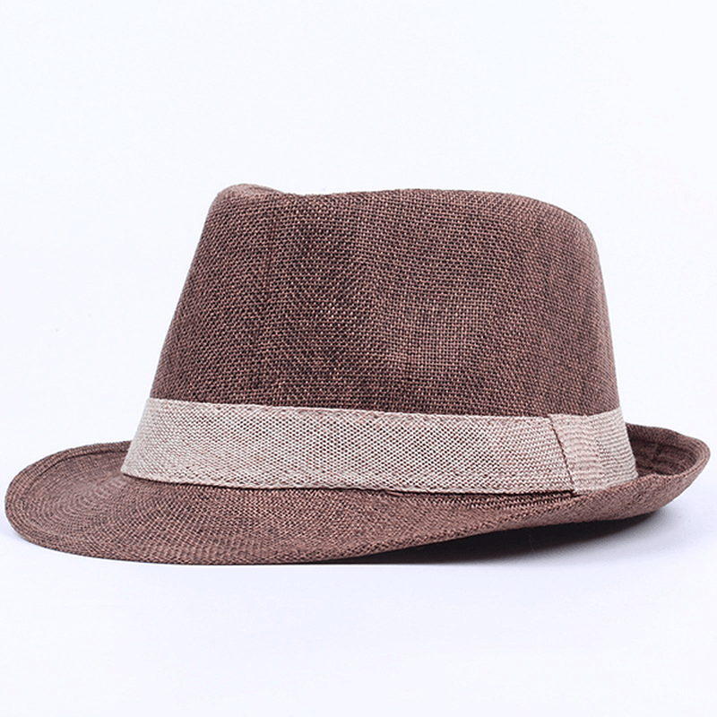 Men Unisex Linen Breathable Panama Fedora Jazz Dad Hats - MRSLM