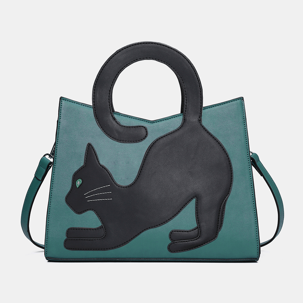 Women Fashion Cute Cat Pattern Patchwork Handbag - MRSLM