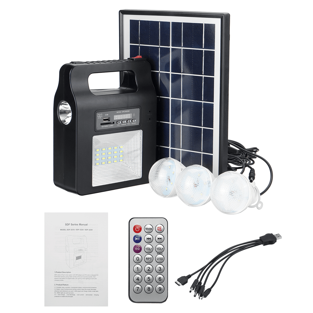 Solar Power Radio Panel Generator LED Light USB Charger System FM Outdoor Garden Decorative Night Light - MRSLM