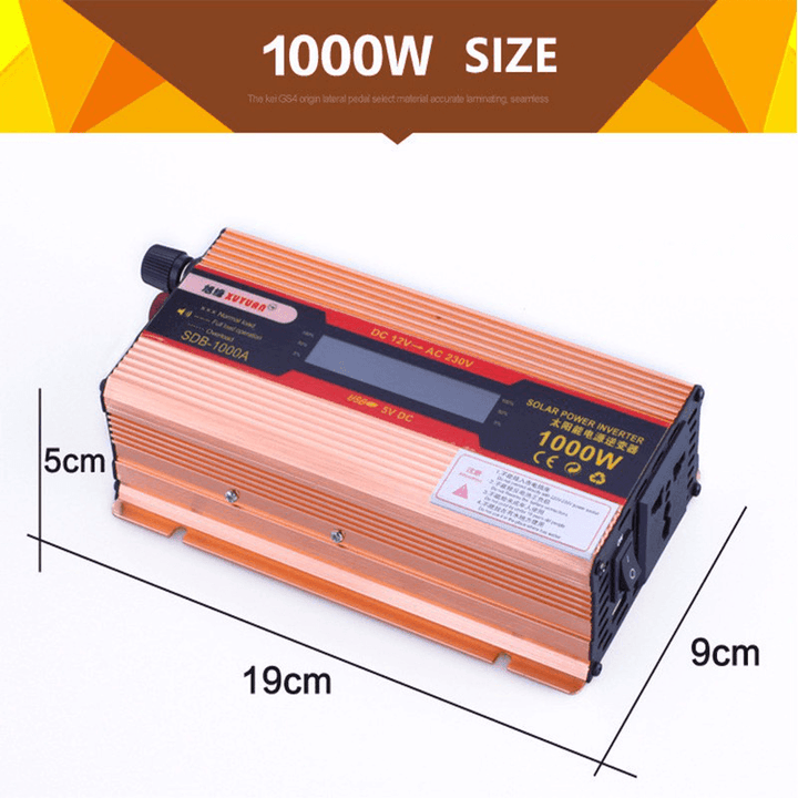 1000W DC12V to AC 220V Power Inverter Converter Adapter LCD Display Solar - MRSLM