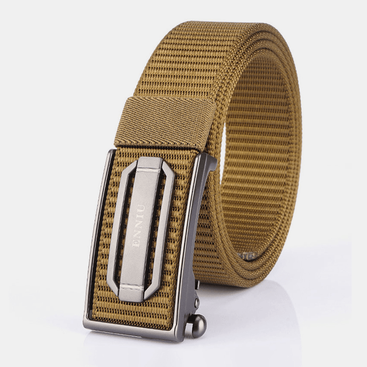 Men Nylon Braided 120Cm Rectangle Automatic Buckle Casual Wild Belts Training Tactical Belts - MRSLM