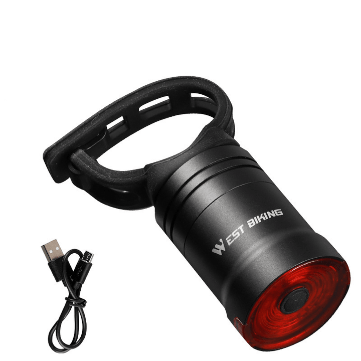 WEST BIKING 60Lm 350Mah Bike Tail Light Ultra Bright Manual/Induction USB Rechargeable LED Bicycle Rear Light Waterproof 6 Modes Flashlight Cycling Safety - MRSLM