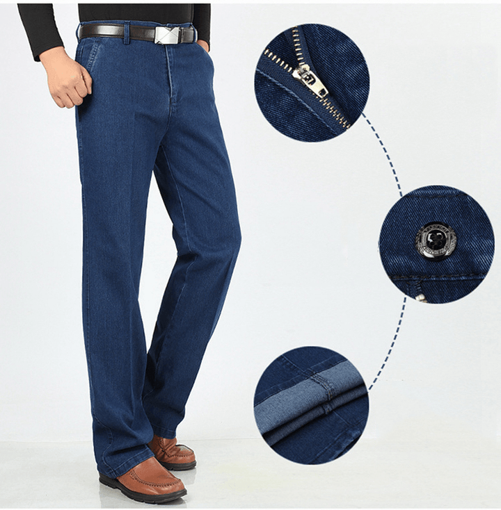 Summer Thin Business Casual Straight Leg Elastic Jeans - MRSLM