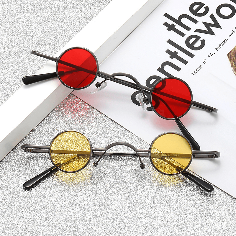 Super Small round Frame Retro Sunglasses for Men Women Prince Glasses Hip Hop Sunglasses - MRSLM