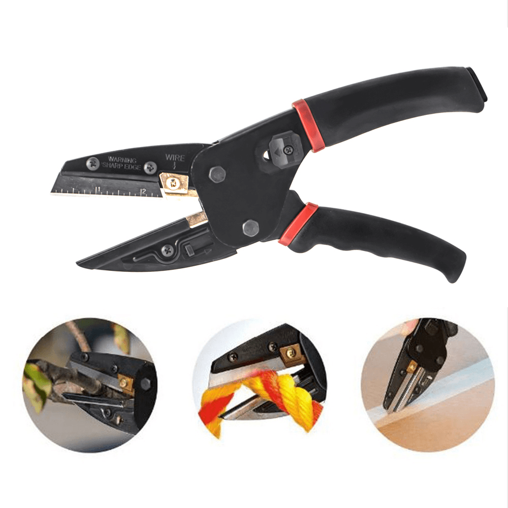 3 in 1 Cutting Tool Multi Cut Pliers Wire Black Power Cut Garden Pruning Shears with 3Pcs Extra Blades Wire Stripper Scissors for Cutting Cable Leather Electrician Hand Crimping Tools - MRSLM