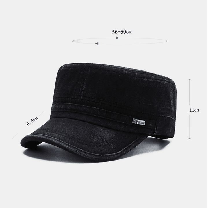 Men Curved Brim Letter Label Flat Top Cap Casual All-Match Outdoor Sunshade Military Cap Cadet Hat - MRSLM