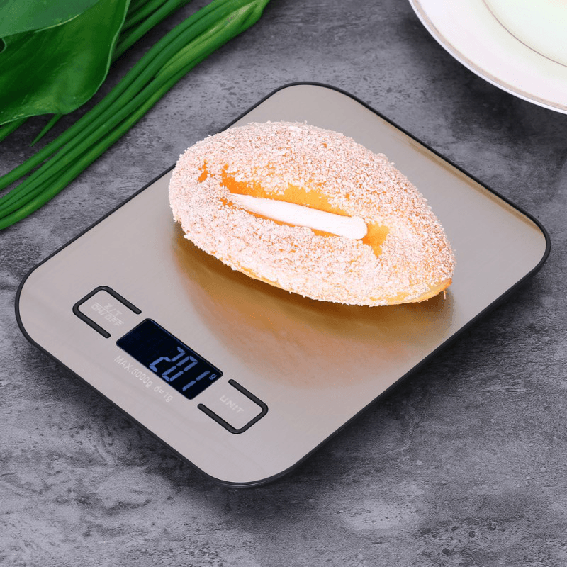 5/10Kg Digital Multi-Function Food Kitchen Scale Stainless Steel Fingerprint-Proof Finish Platform with LCD Display Baking Scale for Cooking Baking - MRSLM