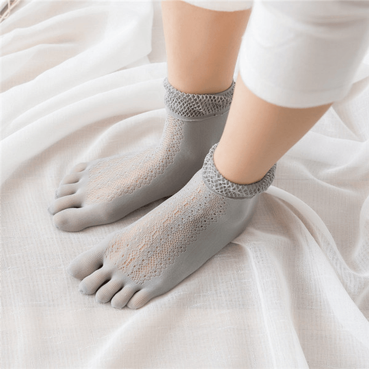 Women Mesh Absorbent Sweat Five Toe Socks - MRSLM