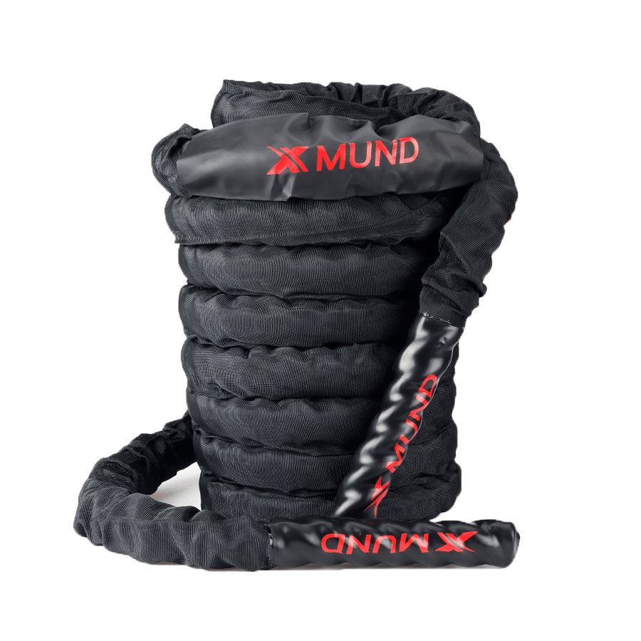 XMUND XD-BR1 Battle Rope Exercise Training Rope 30Ft Length Workout Rope Fitness Strength Training Home Gym Outdoor Cardio Workout, Anchor Kit Included - MRSLM