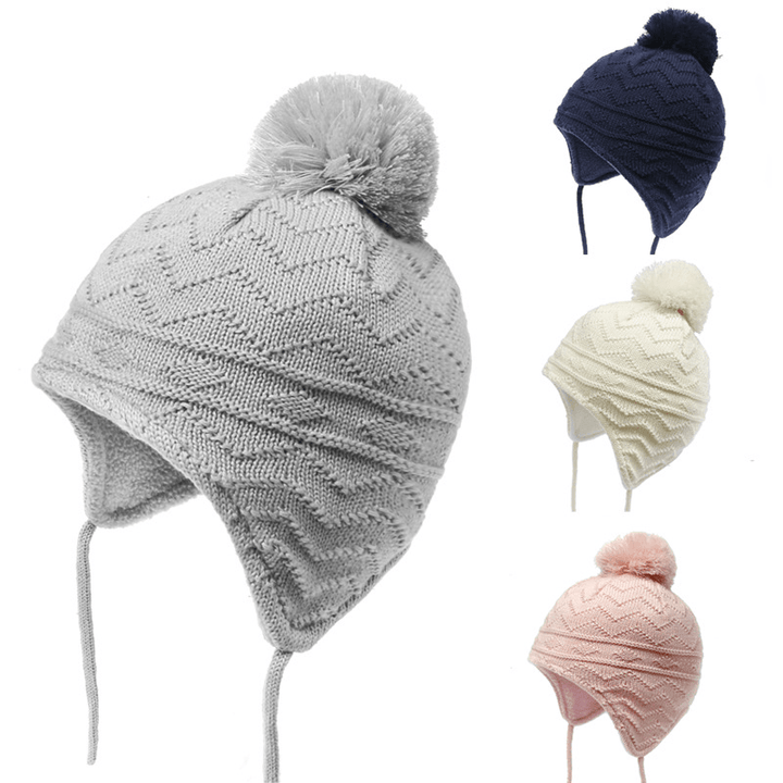 Children'S Winter Knitted Cotton and Fleece Warm Cotton Hat - MRSLM