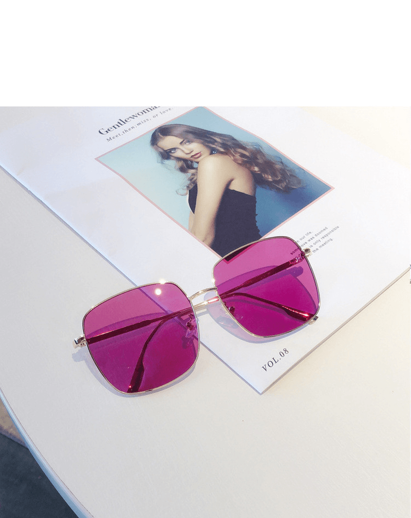 Square Sun Sunglasses Glasses Transparent Pink Glasses - MRSLM