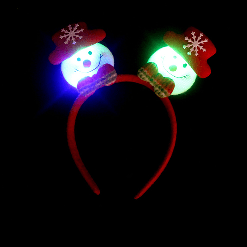 Flashing Double-Heads Christmas Head Clasp Headbrand Christmas Hair Hoop Christmas Party Supplies - MRSLM