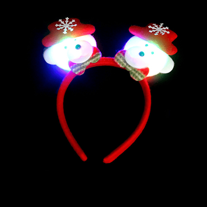 Flashing Double-Heads Christmas Head Clasp Headbrand Christmas Hair Hoop Christmas Party Supplies - MRSLM