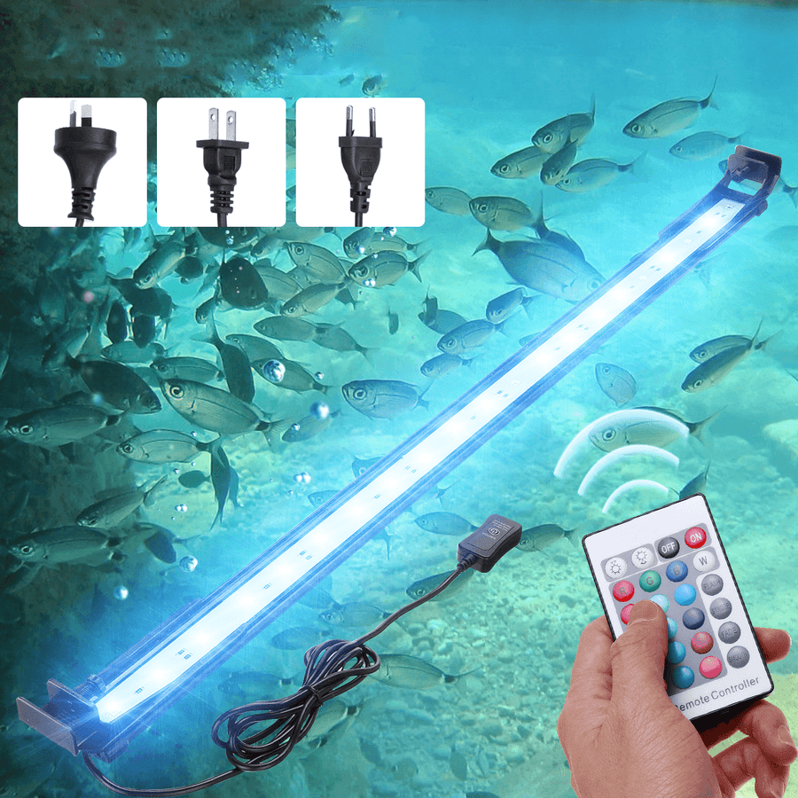 72CM 24W Aquarium Light Fish Tank Lamp Aquarium Led Lighting Indoor Plants Fishing Luminaria RGB Dimming with Remote Control - MRSLM