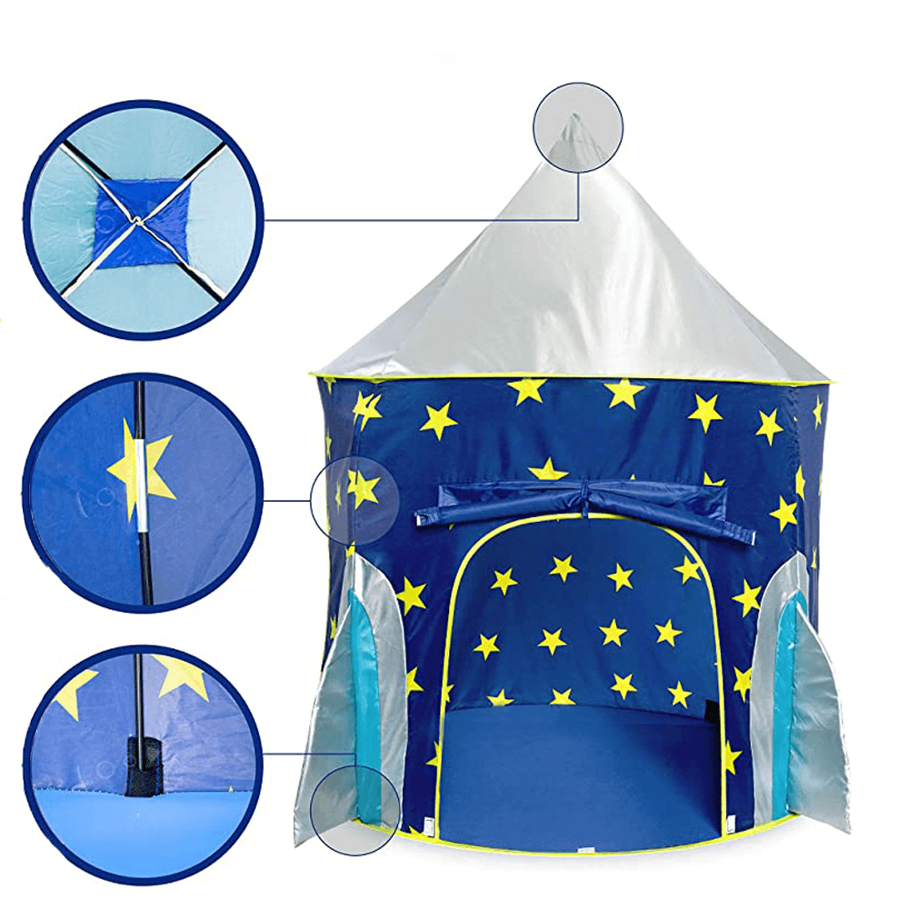 Ipree® Folding Kids Play Tent Rocket Ship Children Playhouse Tent Outdoor Garden Game Camping Room Bady Gift - MRSLM