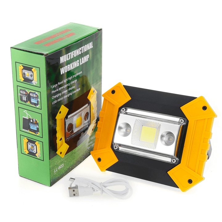 30W COB LED USB Work Light Spotlight Waterproof 5 Modes Flood Lamp Outdoor Camping Emergency Lantern - MRSLM