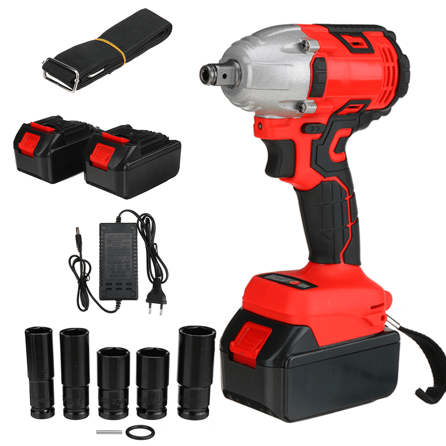 330NM 3000RPM Electric Cordless Brushless Impact Wrench W/ 1 or 2Pcs Battery & 5Pcs Sockets - MRSLM