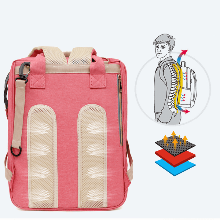 Multi-Function Mummy Nappy Backpack Baby Folding Bed Bassinet Diaper Bag USB Charging Rucksacks for Outdoor Camping Travel - MRSLM