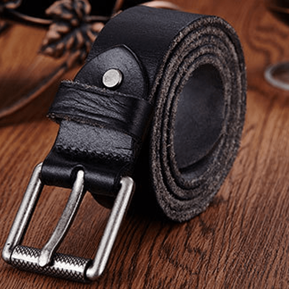 Genuine Leather Men'S Belt Casual Waistband Waist Strap Smooth Pin Retro Belt - MRSLM