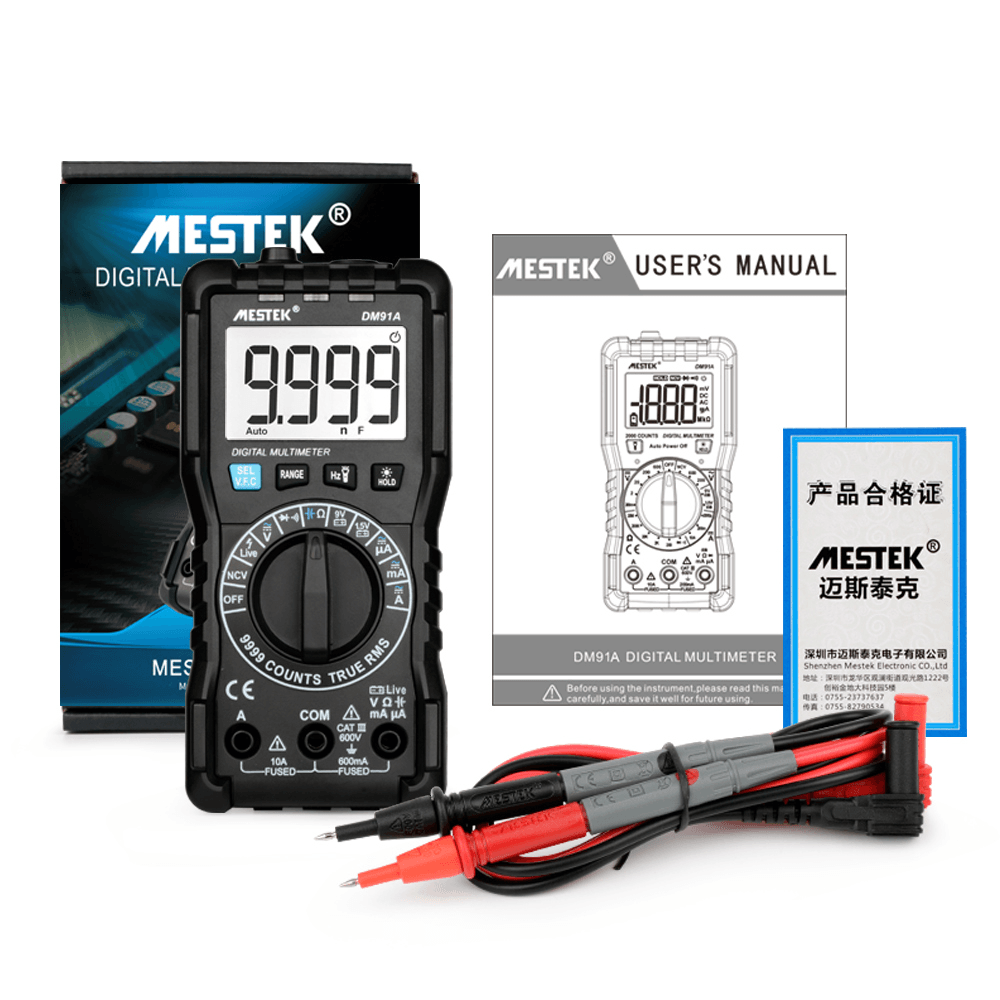 MESTEK DM91S Intelligent Multimeter 9999 Counts Smart Auto Range Tester Multi-Function Multitester - MRSLM