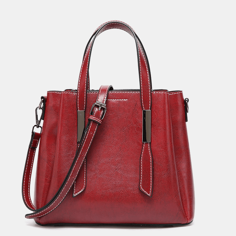 Women Casual Faxu Leather Handbag Shoulder Bag - MRSLM