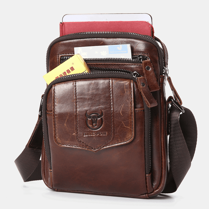 Bullcaptain Men Casual Genuine Leather Shoulder Bag Crossbody Bag for Outdoor - MRSLM