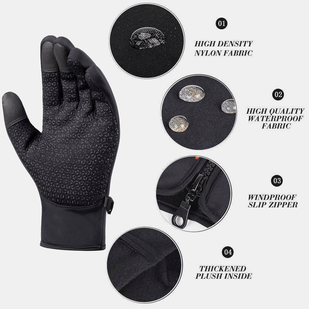 Unisex Touch Screen Windproof Cycling Gloves Full Finger Waterproof Cold Proof Silicone Anti-Slip Winter Outdoor Climbing Driving Gloves - MRSLM