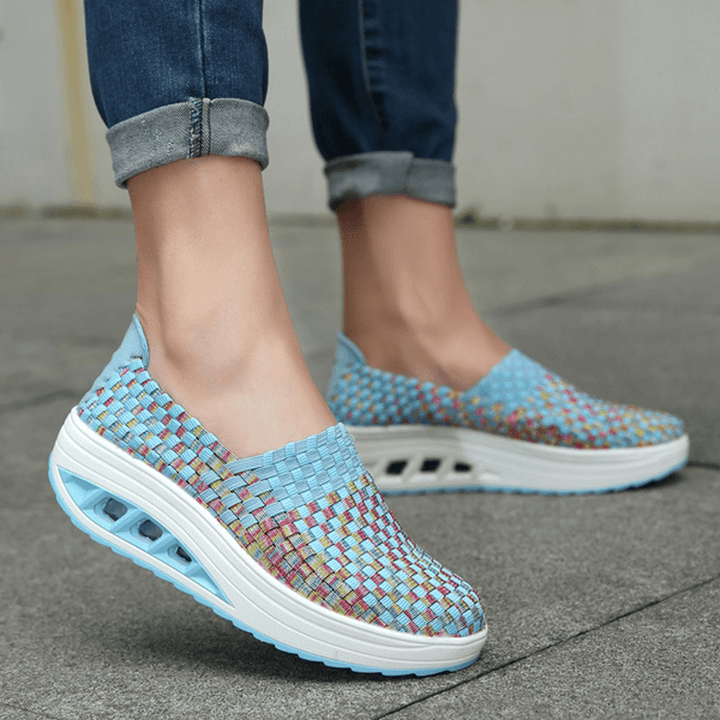 Colorful Rocker Sole Shoes Handmade Knit Shake Shoes Casual - MRSLM