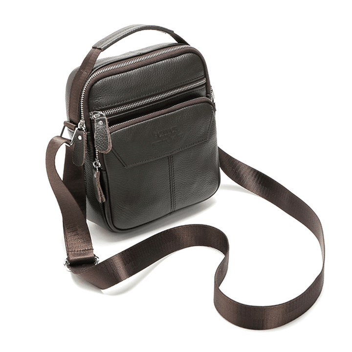 Vintage Genuine Leather Stitching Casual Crossbody Shoulder Bag for Men - MRSLM