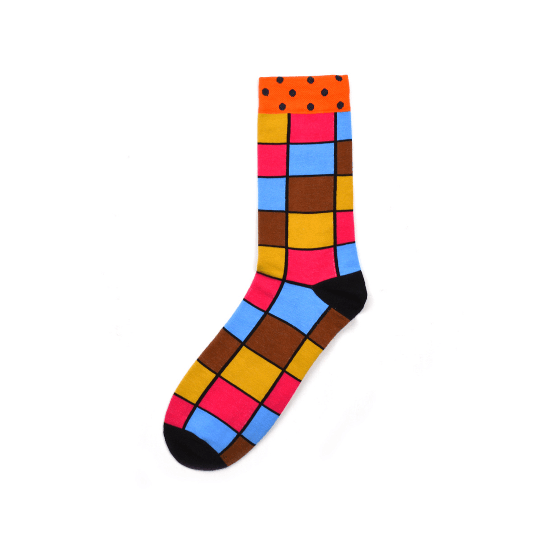 Men'S Street Wild Classic Geometry Striped Cotton Mid-Socks - MRSLM