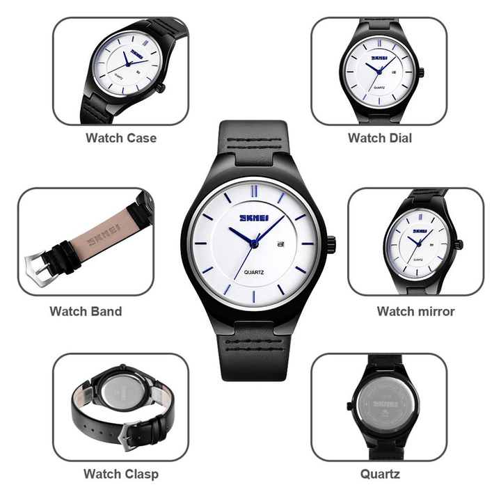 SKMEI 1575 Ultra Thin Casual Style Men Wrist Watch Date Display Waterproof Quartz Watch - MRSLM