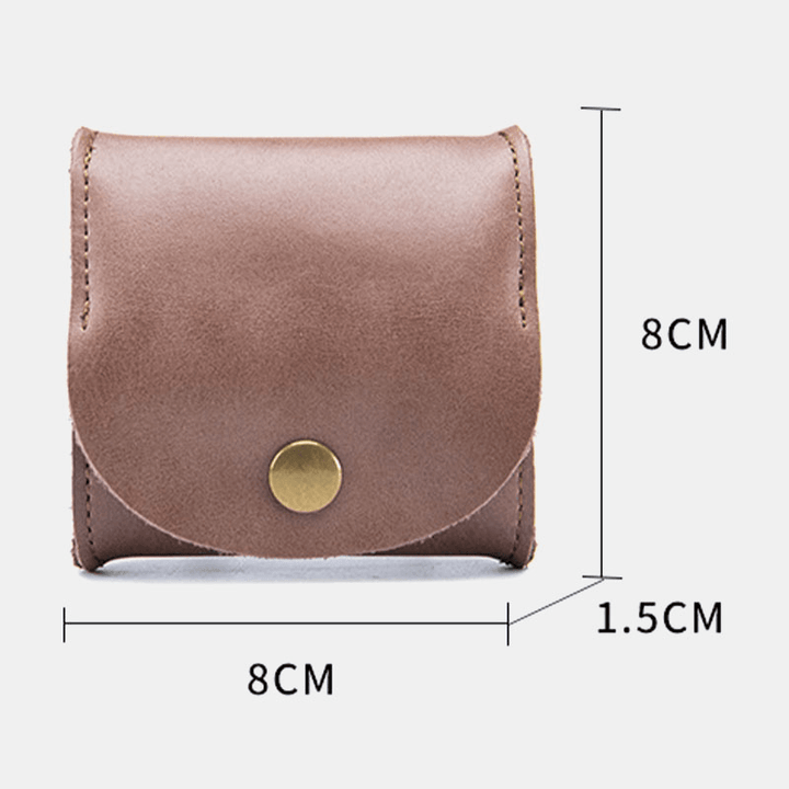 Women Genuine Leather Mini Retro Coin Bag Small Storage Bag Earphone Bag - MRSLM