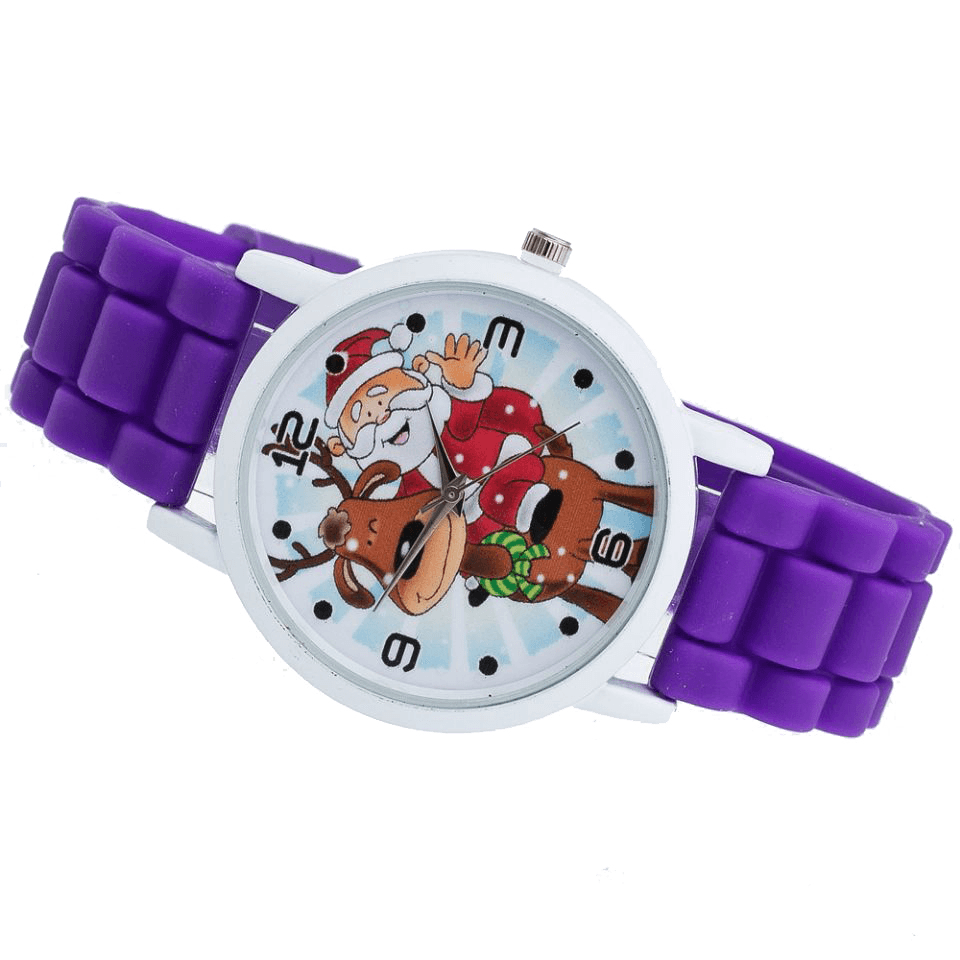 Cartoon Santa Claus and Reindeer Pattern Silicone Strap Watch Cute Kid Watch Fashion Children Quartz Watch - MRSLM