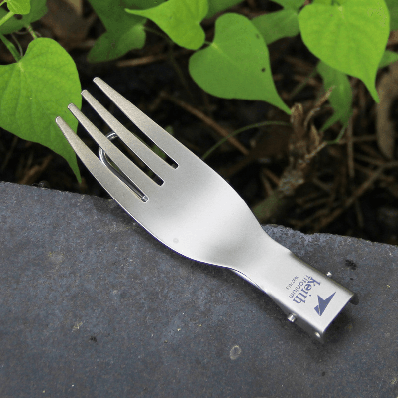 Keith Ti5303 Titanium Folding Fork Ultralight Spork Cutlery Outdoor Camping Picnic Tableware - MRSLM