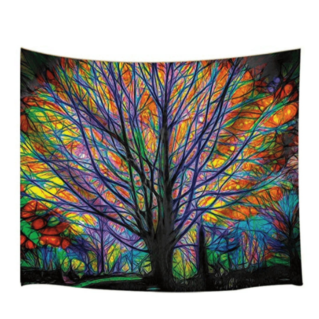 180X180Cm Colorful Tree Leaves Waterproof Bathroom Shower Curtain W/ 12 Hooks - MRSLM