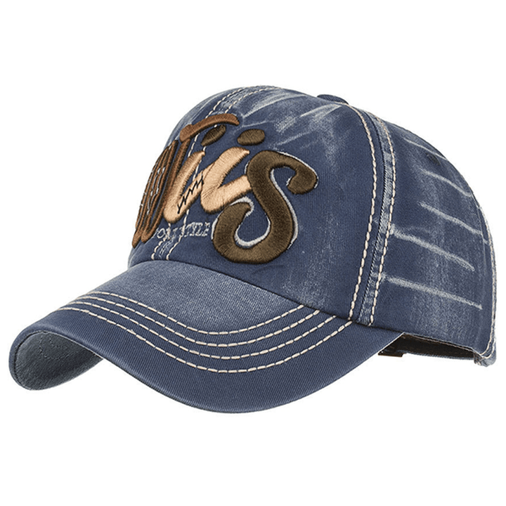 Men Denim Letter Pattern Sunshade Baseball Cap - MRSLM