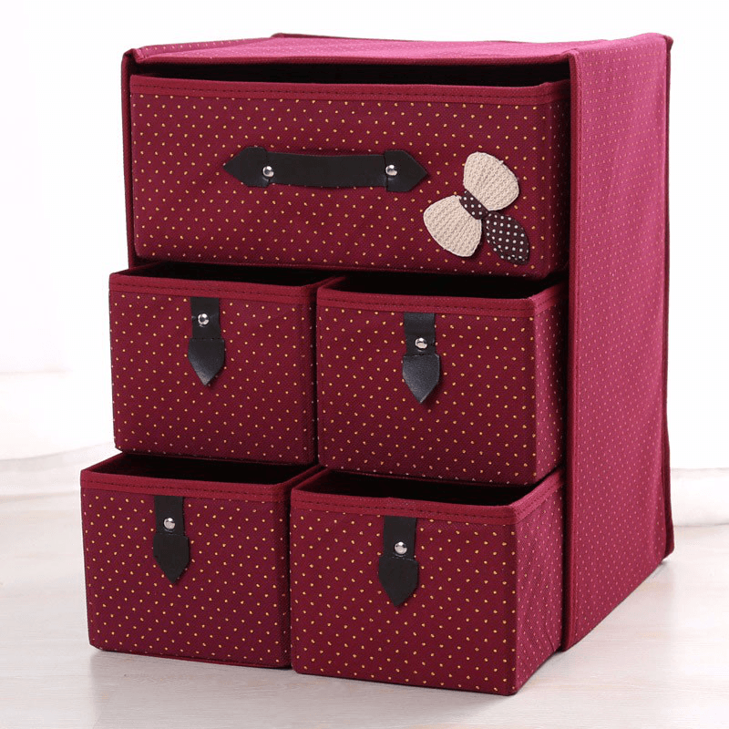 Three Layer Storage Box Five Drawer Non-Woven Underwear Cosmetic Makeup Sundries Organizer - MRSLM