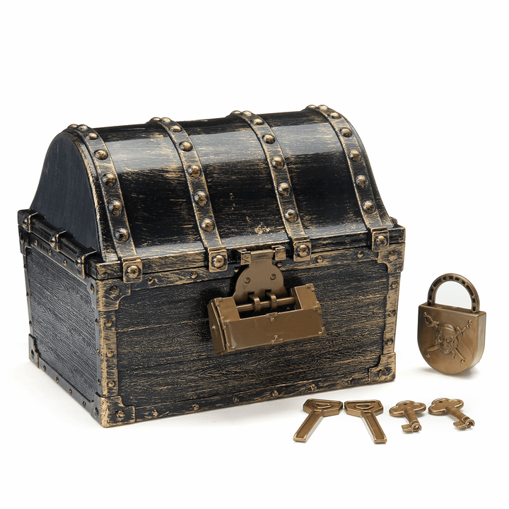 Retro Treasure Chest Gold Coins Jewelry Box Game Props Toys - MRSLM