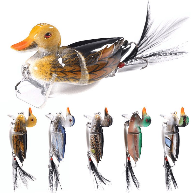 HENGJIA J102 5PSC Duck Fishing Lure Set Rotating Tail Popper Topwater Swim Crankbait Artificial Hard Bait - MRSLM