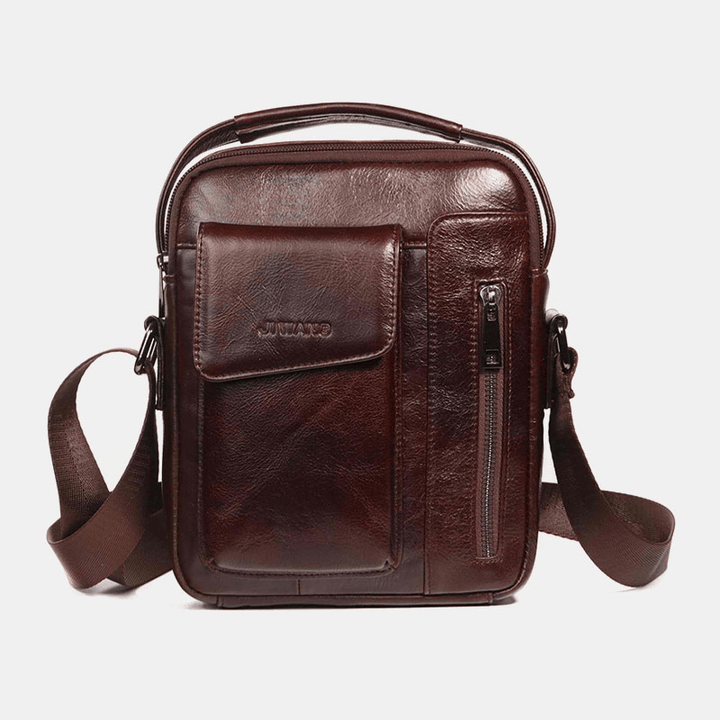 Men Vintage Genuine Leather Crossbody Bag Shoulder Bag Business Bag - MRSLM