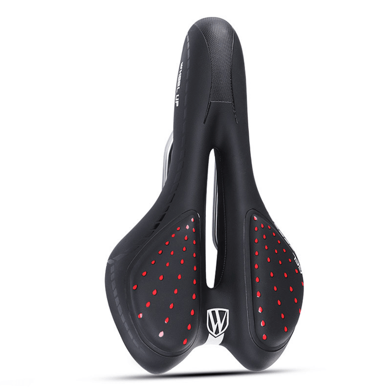 WHEEL up Bike Saddle Hollow Breathable Reflective Absorption Rainproof Soft Memory Sponge Cushion Bicycle Seat - MRSLM